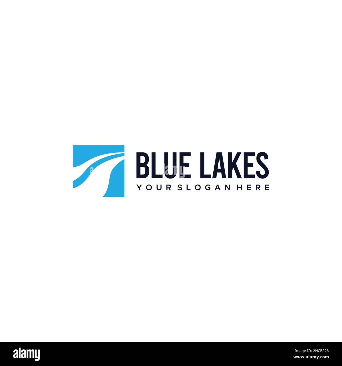 Minimalist Colorful BLUE LAKES River Logo design Stock Vector