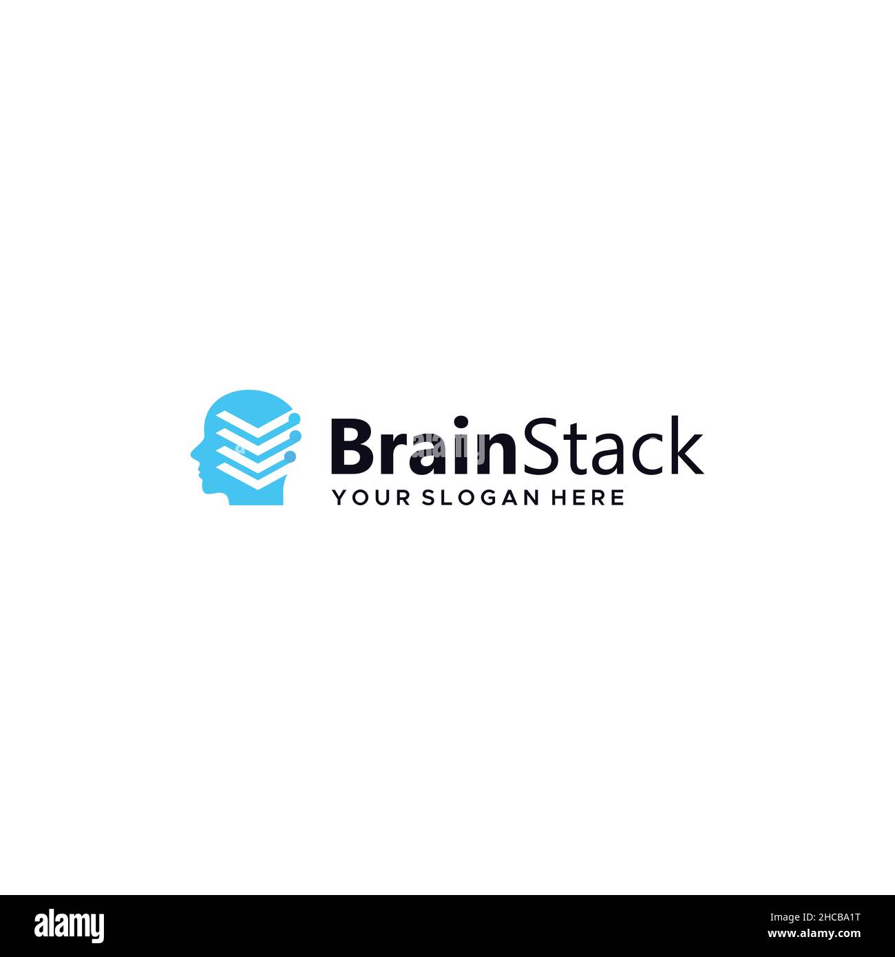 Minimalist Brain Stack Head People logo design Stock Vector