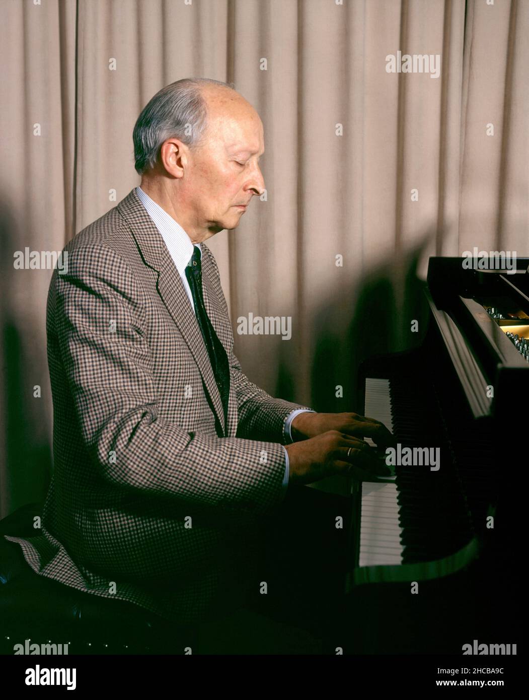 The renowned Polish Composer and  Conductor  Witold Lutoslawski in Swedish Radio's Concert Hall, Berwaldhallen. Stockholm in the eighties, Sweden. Stock Photo