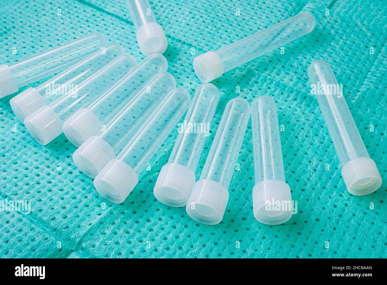 Plastic test tubes with caps for the collection of samples. Sampling ...