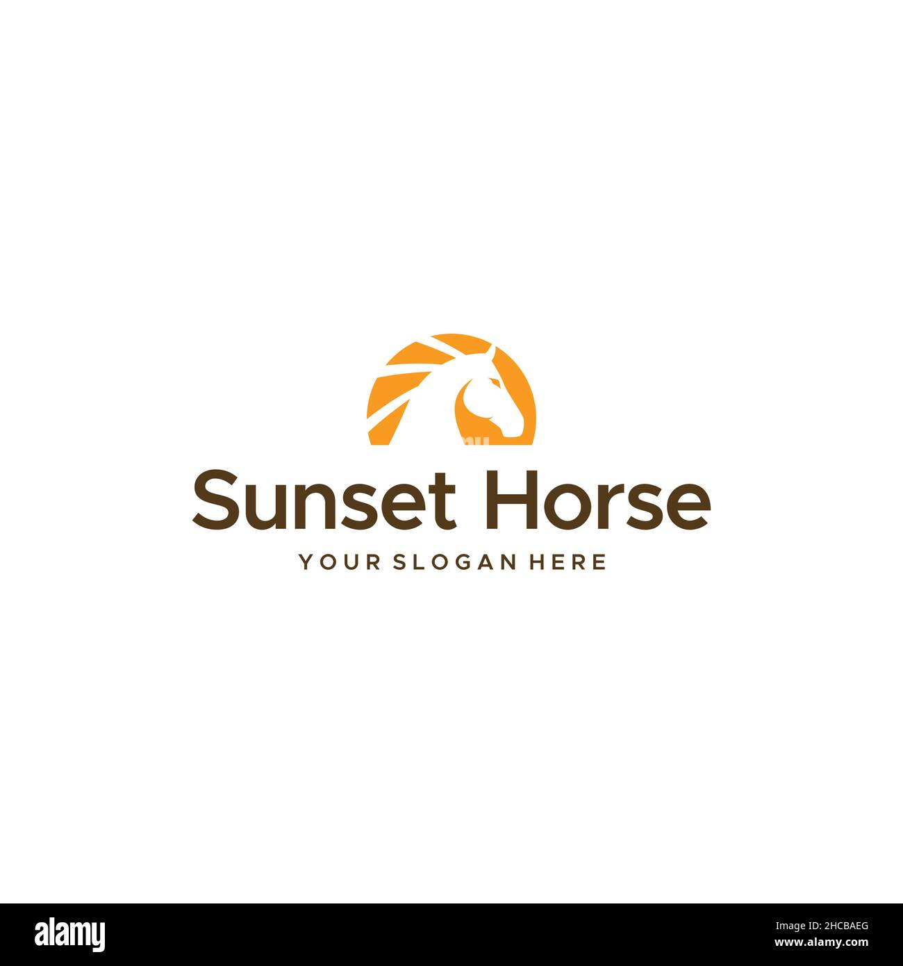 Flat Sunset Horse Animals Mammals Logo design Stock Vector