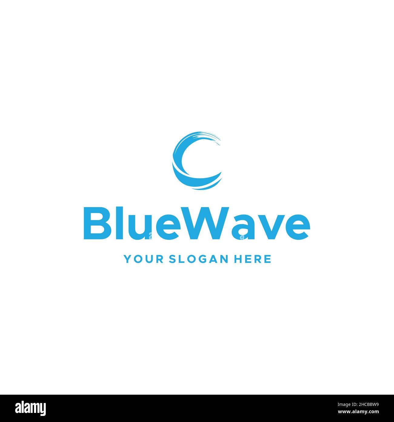 Minimalist Simple Blue Wave Grunge logo design Stock Vector