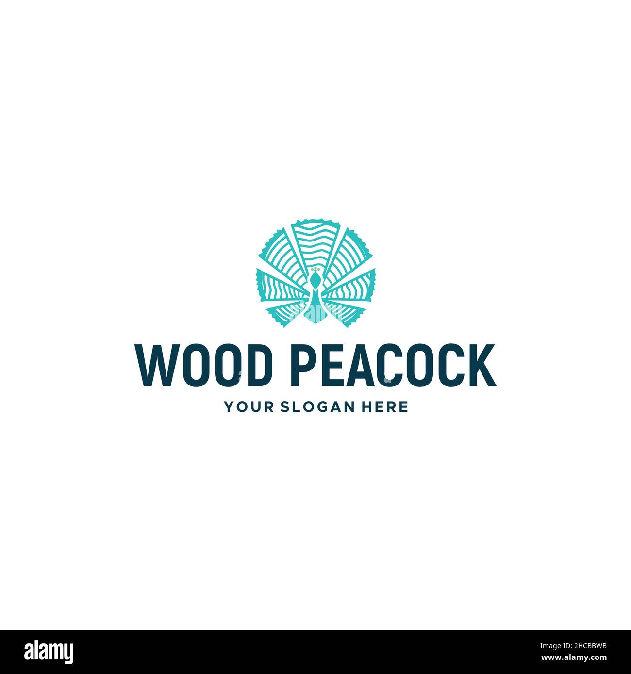 Modern WOOD PEACOCK Bird Animals logo design  Stock Vector