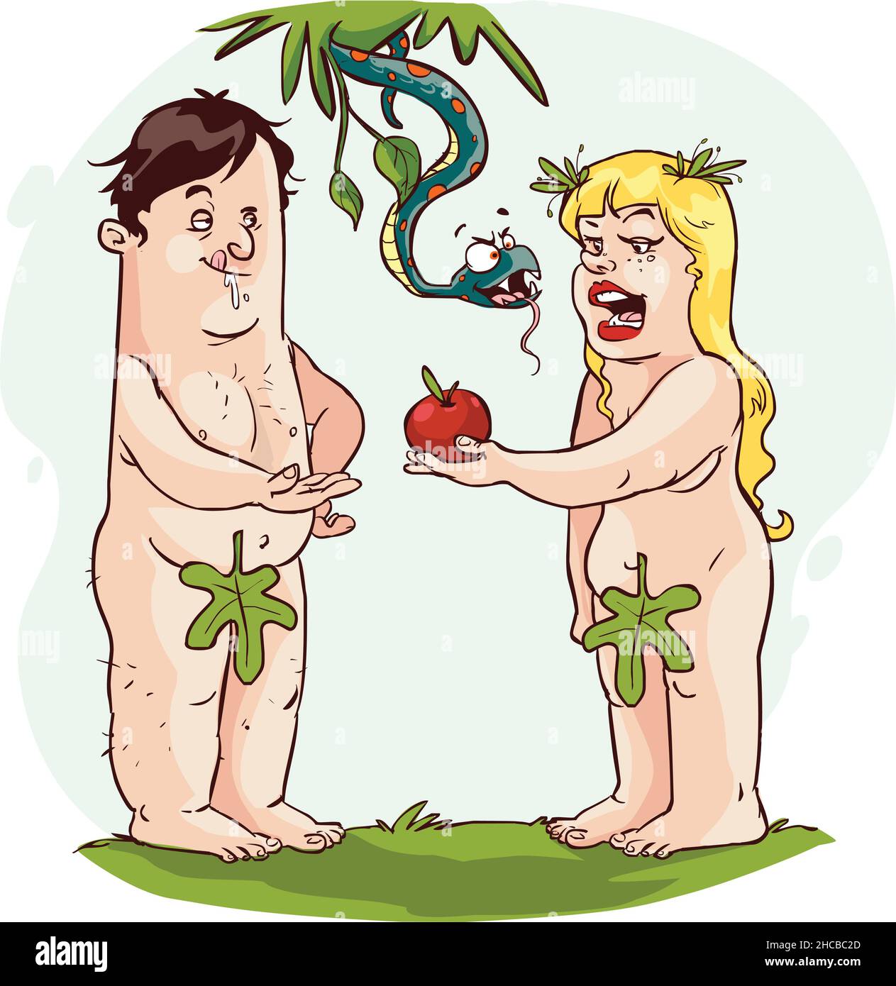vector illustration of a  Adam and Eve Stock Vector