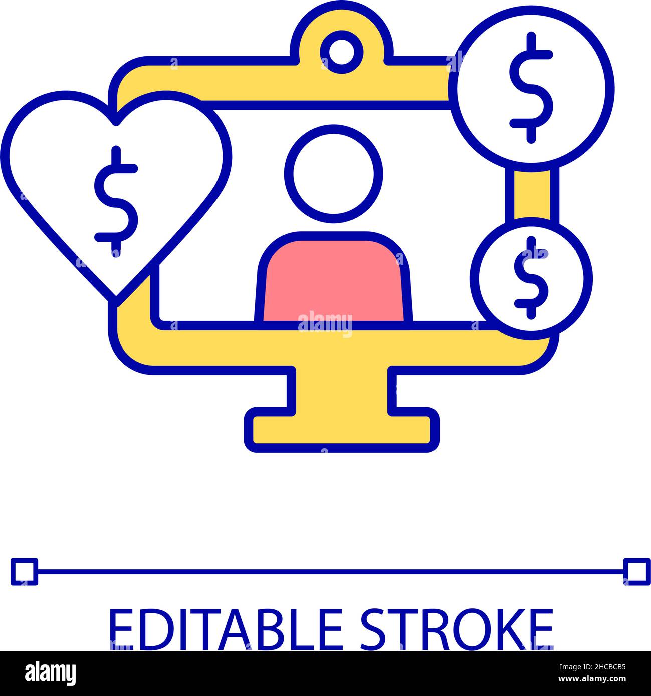 Monetize content RGB color icon Stock Vector