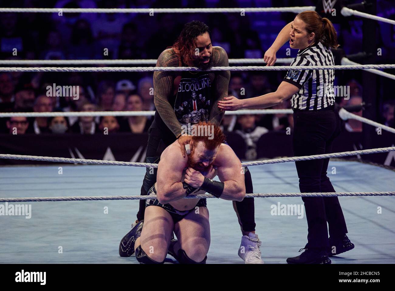 Tampa, Florida, USA. 26th Dec. 2021. Drew Mcintyre vs Sheamus vs The Usos during WWE fight at Amalie Arena. Credit: Yaroslav Sabitov/YES Market Media/Alamy Live News Stock Photo