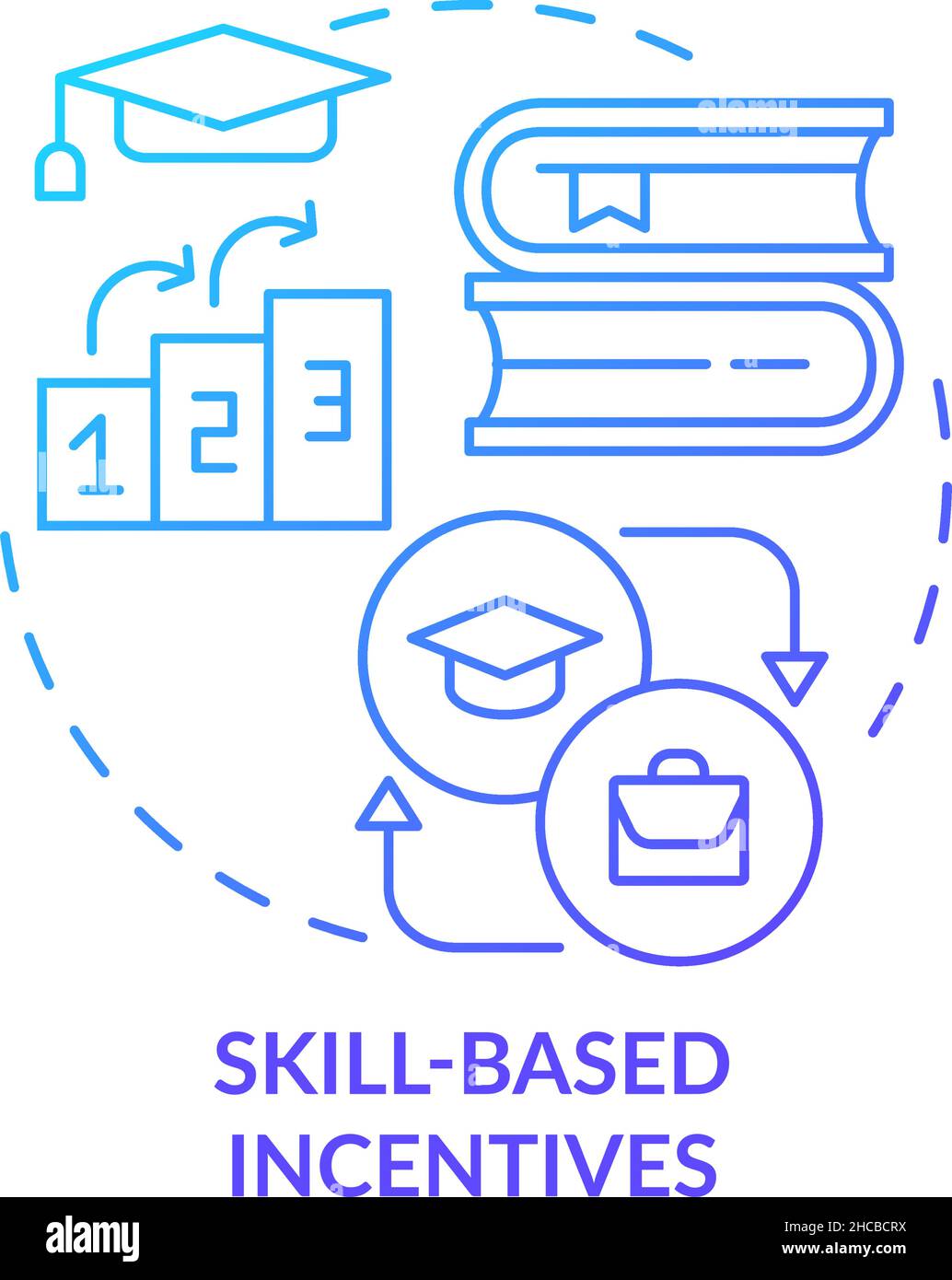 Skill-based incentives blue gradient concept icon Stock Vector