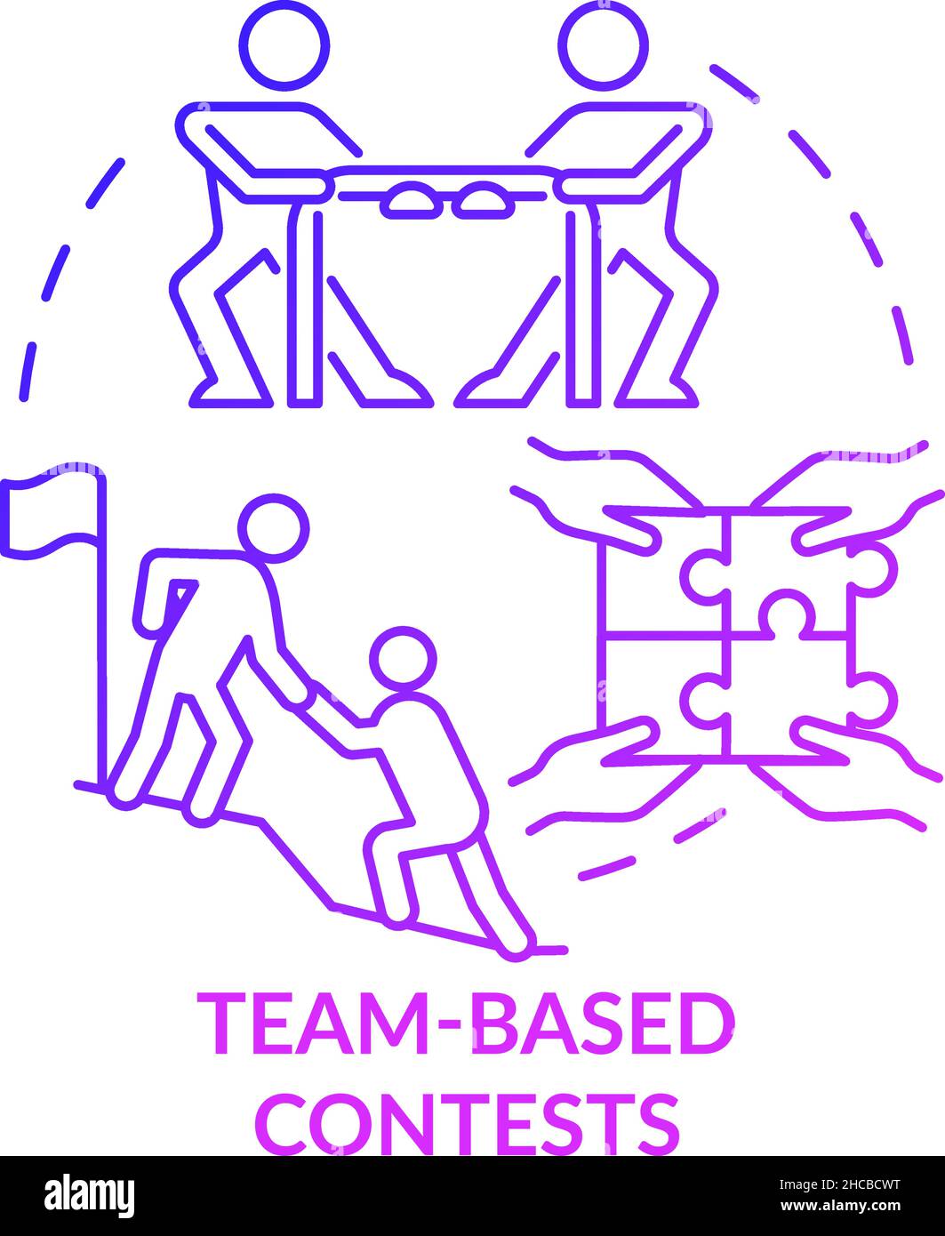 Team-based purple gradient contests concept icon Stock Vector
