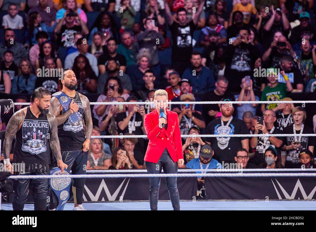 Tampa, Florida, USA. 26th Dec. 2021. Drew Mcintyre vs Sheamus vs The Usos during WWE fight at Amalie Arena. Credit: Yaroslav Sabitov/YES Market Media/Alamy Live News Stock Photo