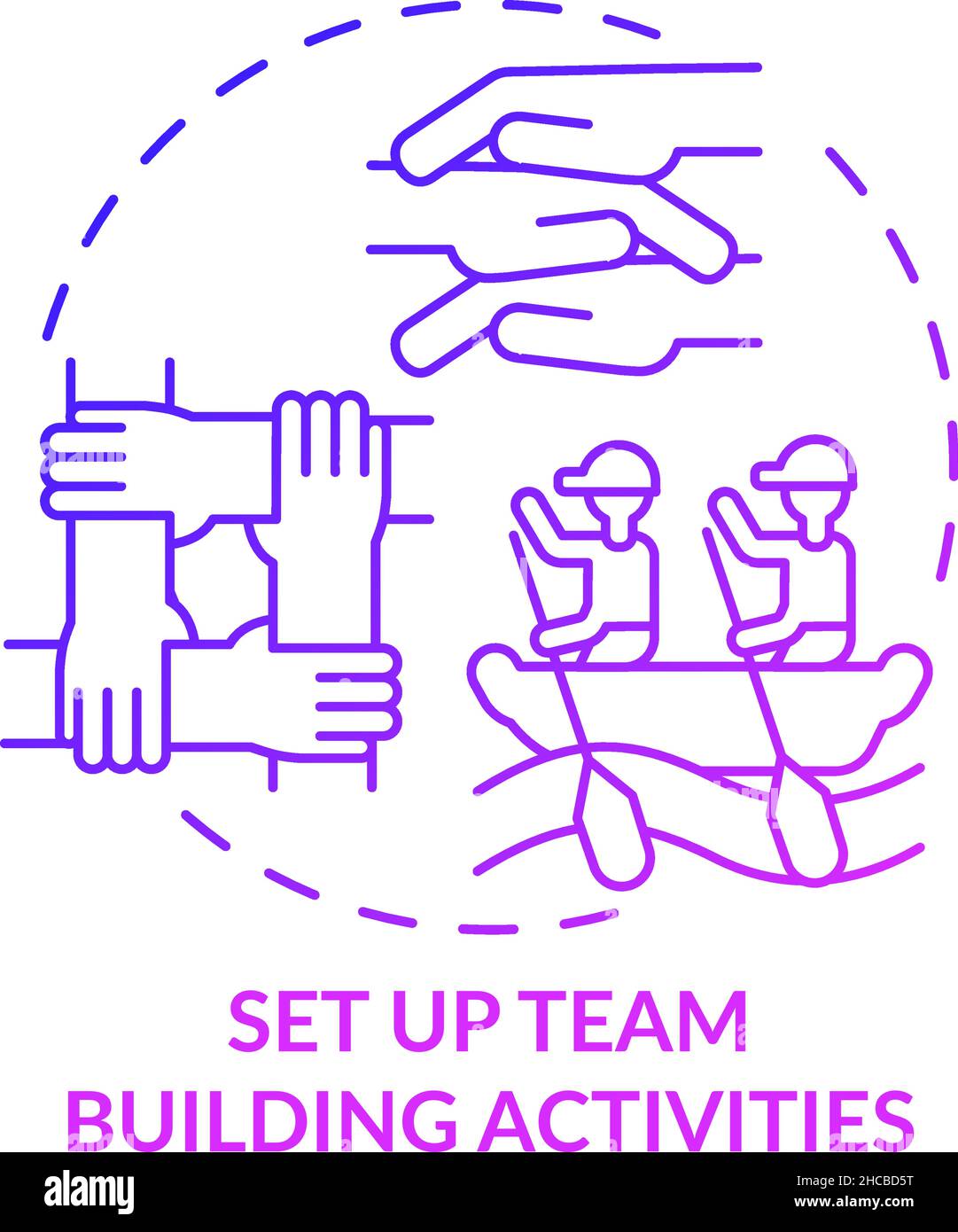 Set up team building activities purple gradient concept icon Stock