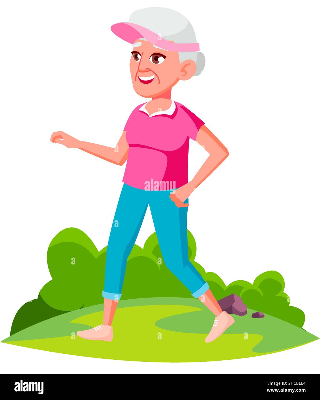 Running old woman quickly vector Stock Vector