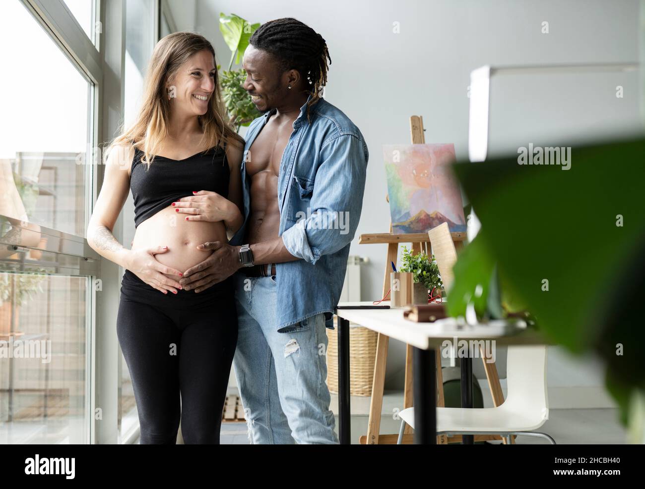 African american pregnant couple belly hi-res stock photography and ...