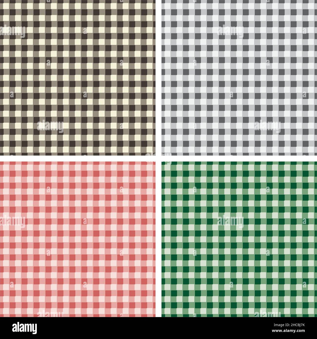 Seamless checkered patterns in four colors - vector illustrations Stock Vector