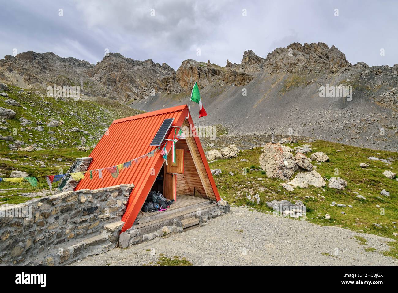 Secluded bivouac in Maira Valley Stock Photo