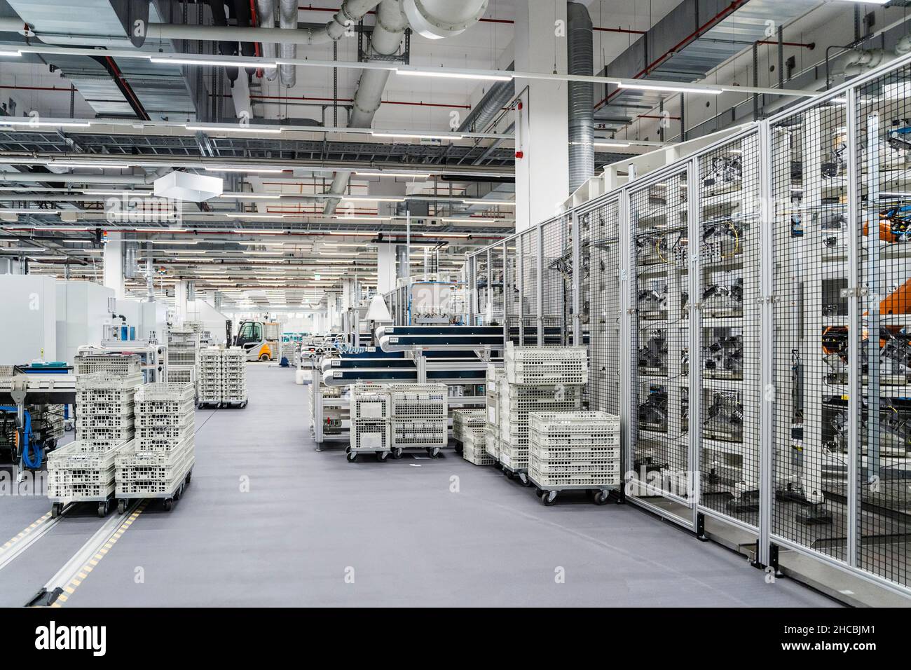 Push carts in manufacturing industry Stock Photo Alamy