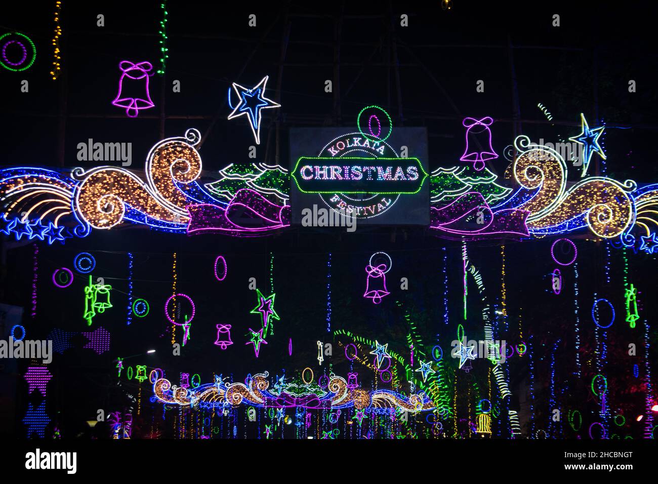 Celebration of lights for Christmas festival Lens Blur Stock Photo