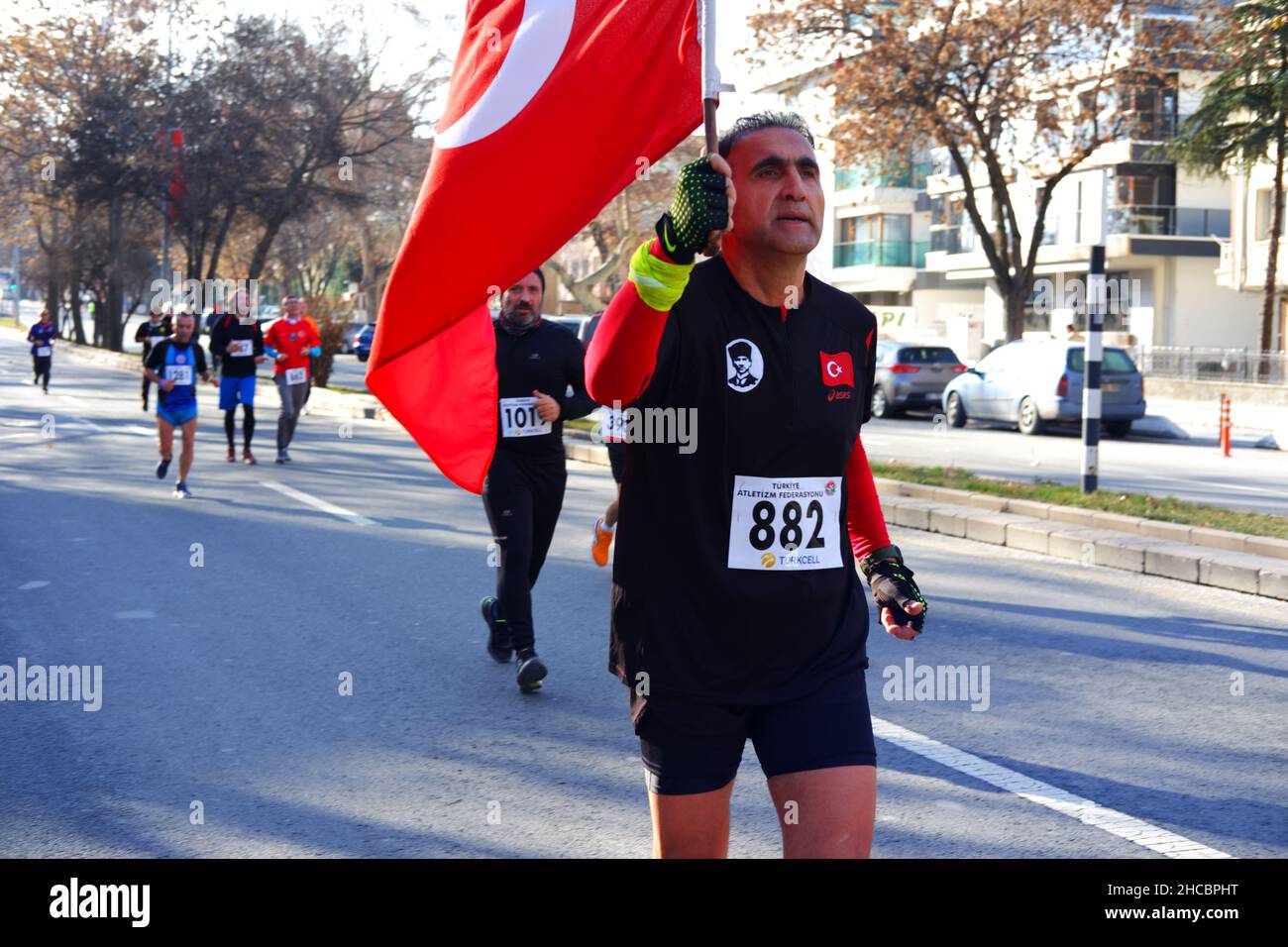 Ankara, Turkey. 27th Dec, 2021. 'Ataturk Kosusu° Run to honor Ataturk's coming to Ankara held by volunteer citizens Credit: Del Calle/Alamy Live News Stock Photo