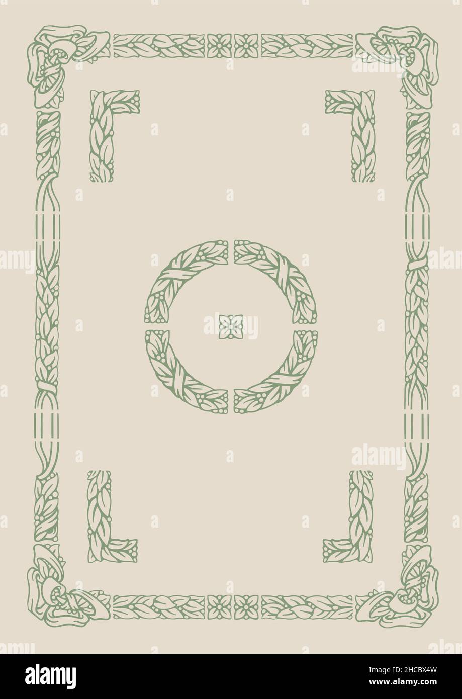 old typographyc floral frame elements with alternative corner and border solution Stock Vector