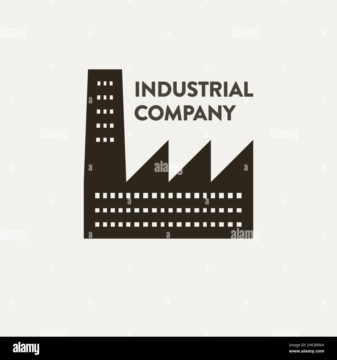 Vector flat and solid industrial corporate sign with windows Stock Vector