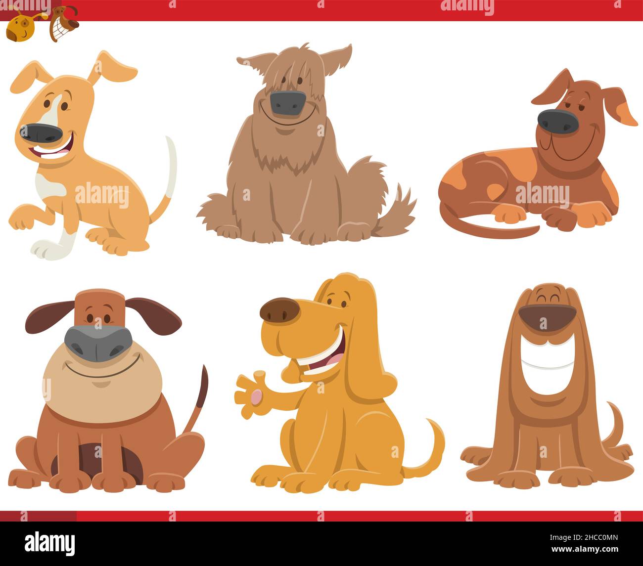 Cartoon illustration of dogs and puppies animal characters set Stock ...