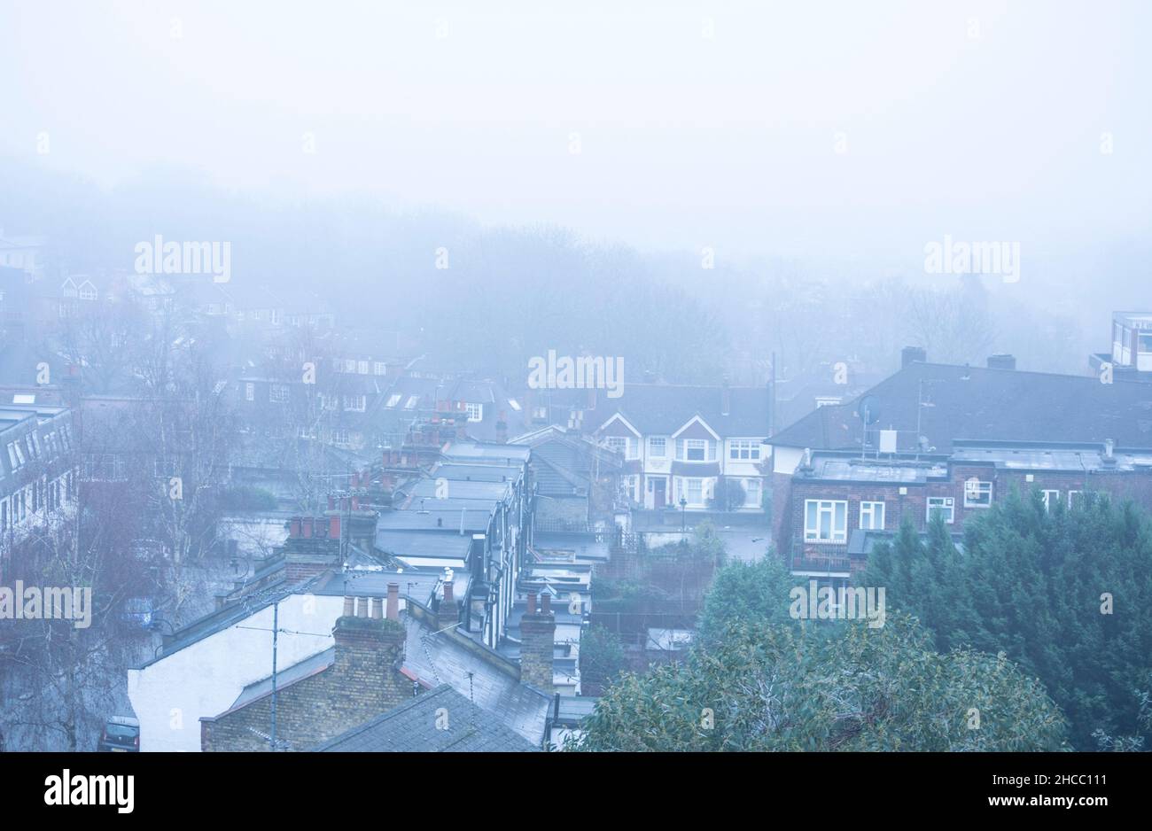 Fog in London Boxing Day 2021 Stock Photo