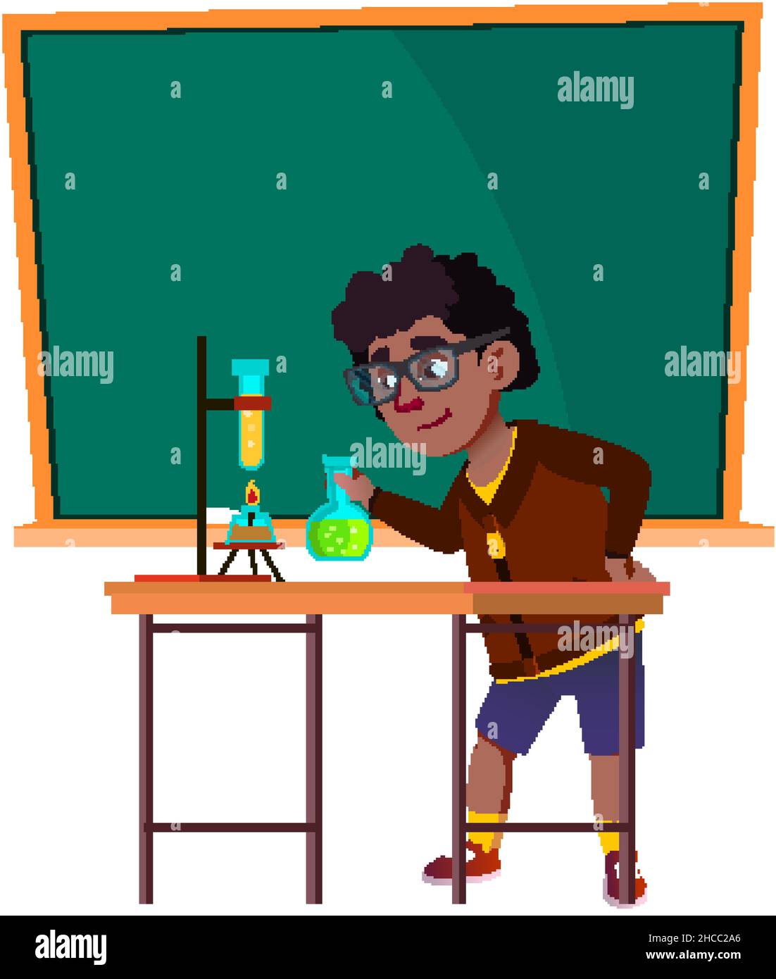 School Boy Scientist Make Lab Experiment Vector Stock Vector Image ...