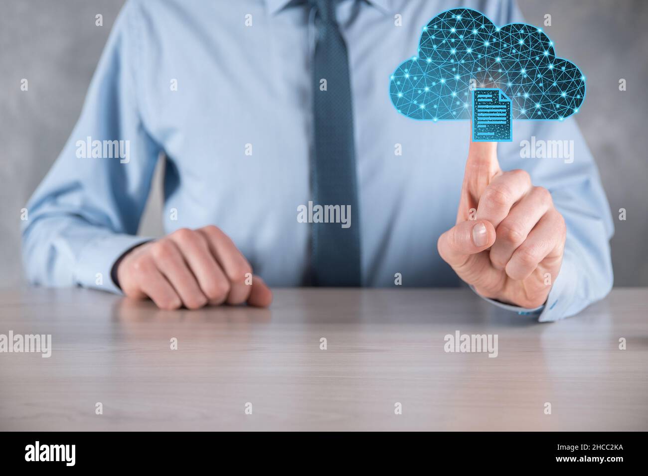 Cloud technology. Polygonal wireframe cloud storage sign with document ...