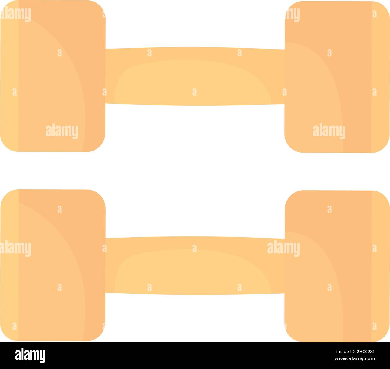 Yellow barbells semi flat color vector object Stock Vector