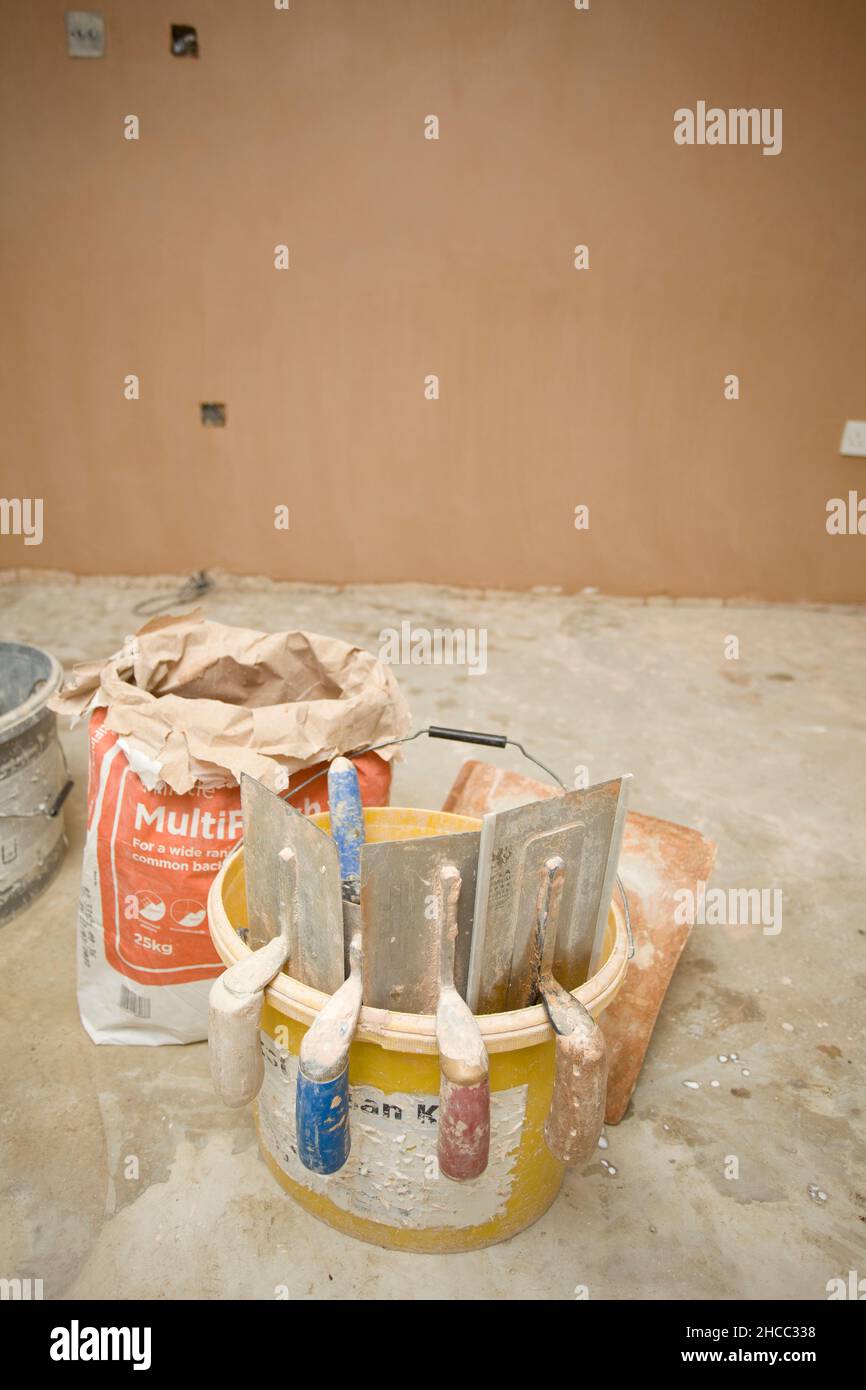 Plastering tools Stock Photo