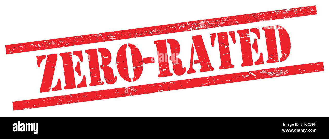 ZERORATED text on red grungy rectangle vintage stamp Stock Photo Alamy