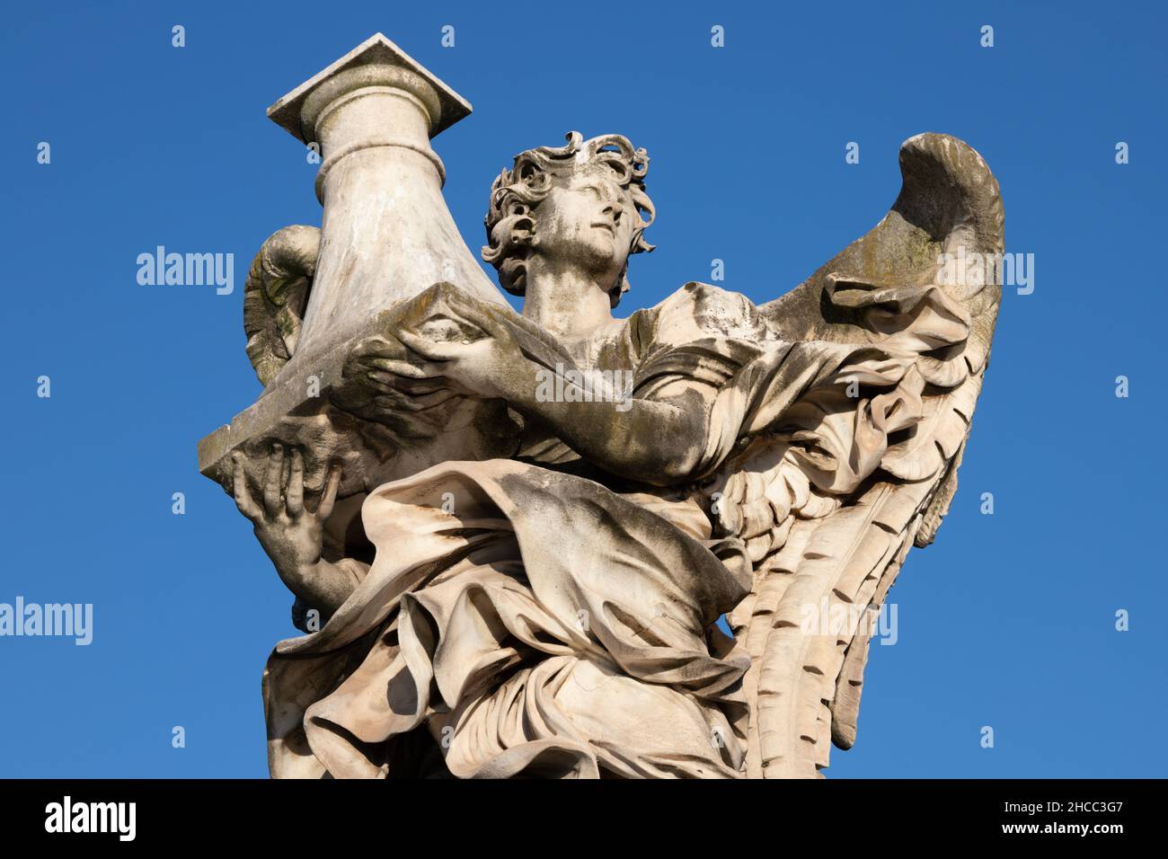 ROME, ITALY - SEPTEMBER 1, 2021: The Angel with the column on the Ponte Sant'Angelo by Antonio Raggi (1624 - 1686) Stock Photo