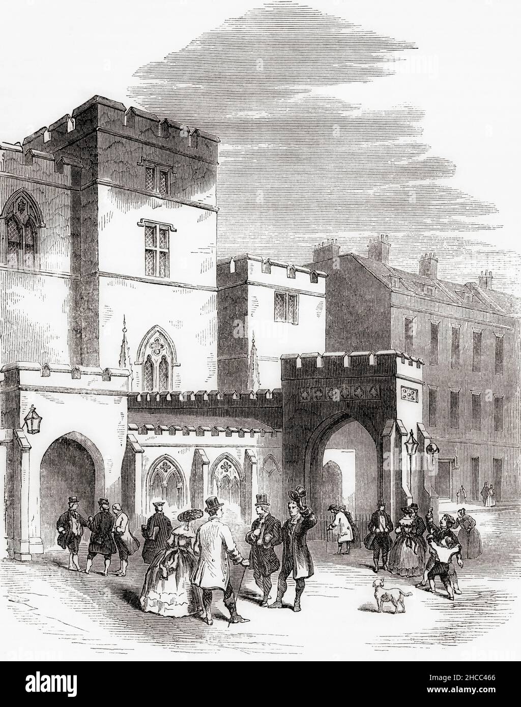 Entrance to the old House of Lords, London, England.  From Cassell's Illustrated History of England, published c.1890. Stock Photo