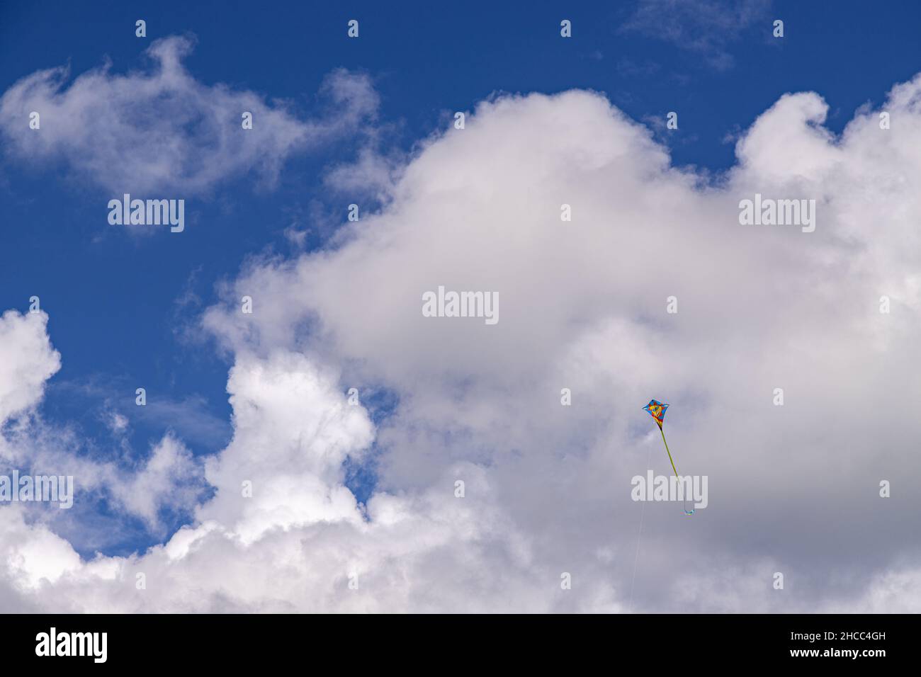 Kite flying over Prestatyn beach, North Wales coast Stock Photo