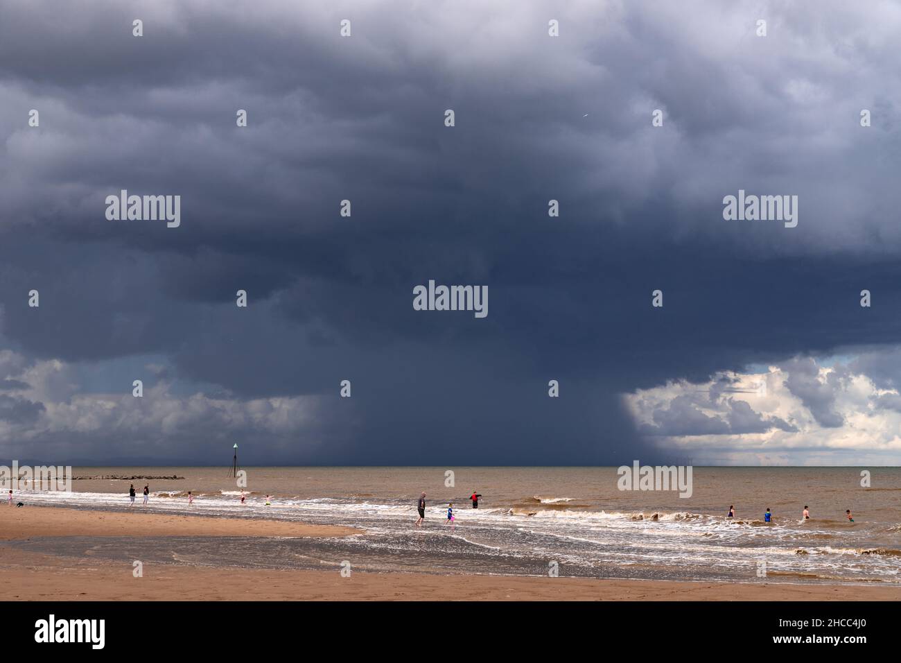 Storm over Prestatyn beach, North Wales coast Stock Photo