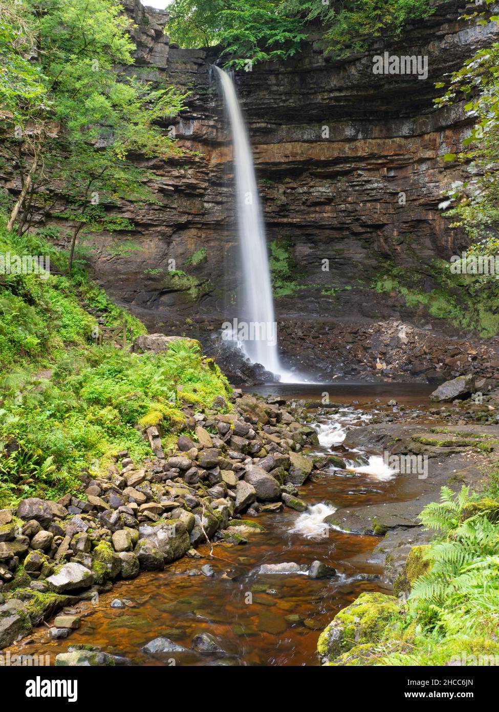 Hardraw Force, waterfall on the Hardraw Beck in Hardraw Scar, Yorkshire, Wensleydale. Stock Photo