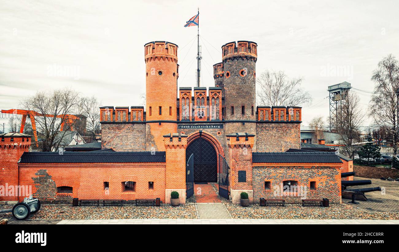 Fort Friedrichsburg brick fortress in Kaliningrad, frontal view Stock Photo
