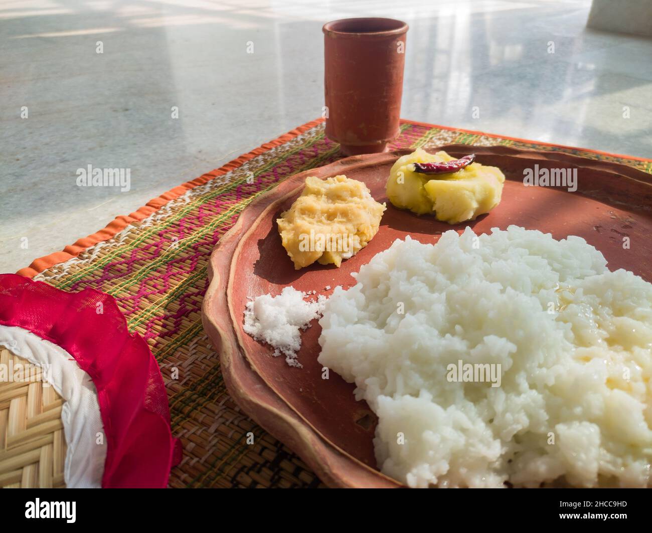 traditional bengali home cooked thali or platter served on plate made