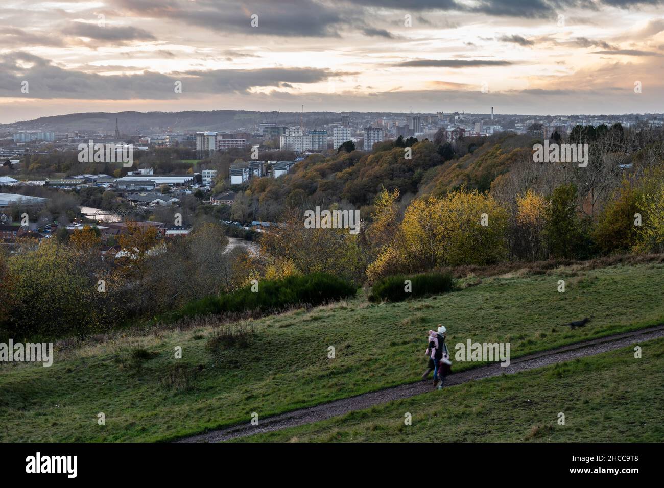 The cityscape of Bristol, including Barton Hill Estate, Redcliffe and the city centre, as viewed from Trooper's Hill. Stock Photo