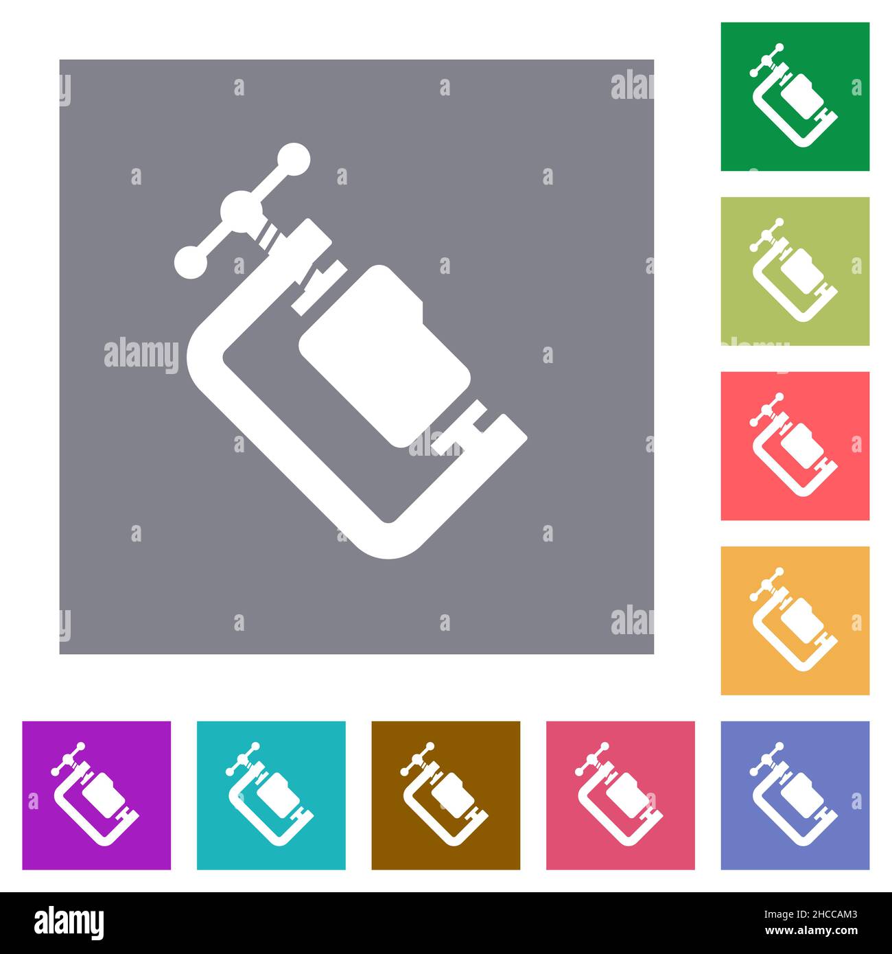 Folder compression solid flat icons on simple color square backgrounds Stock Vector