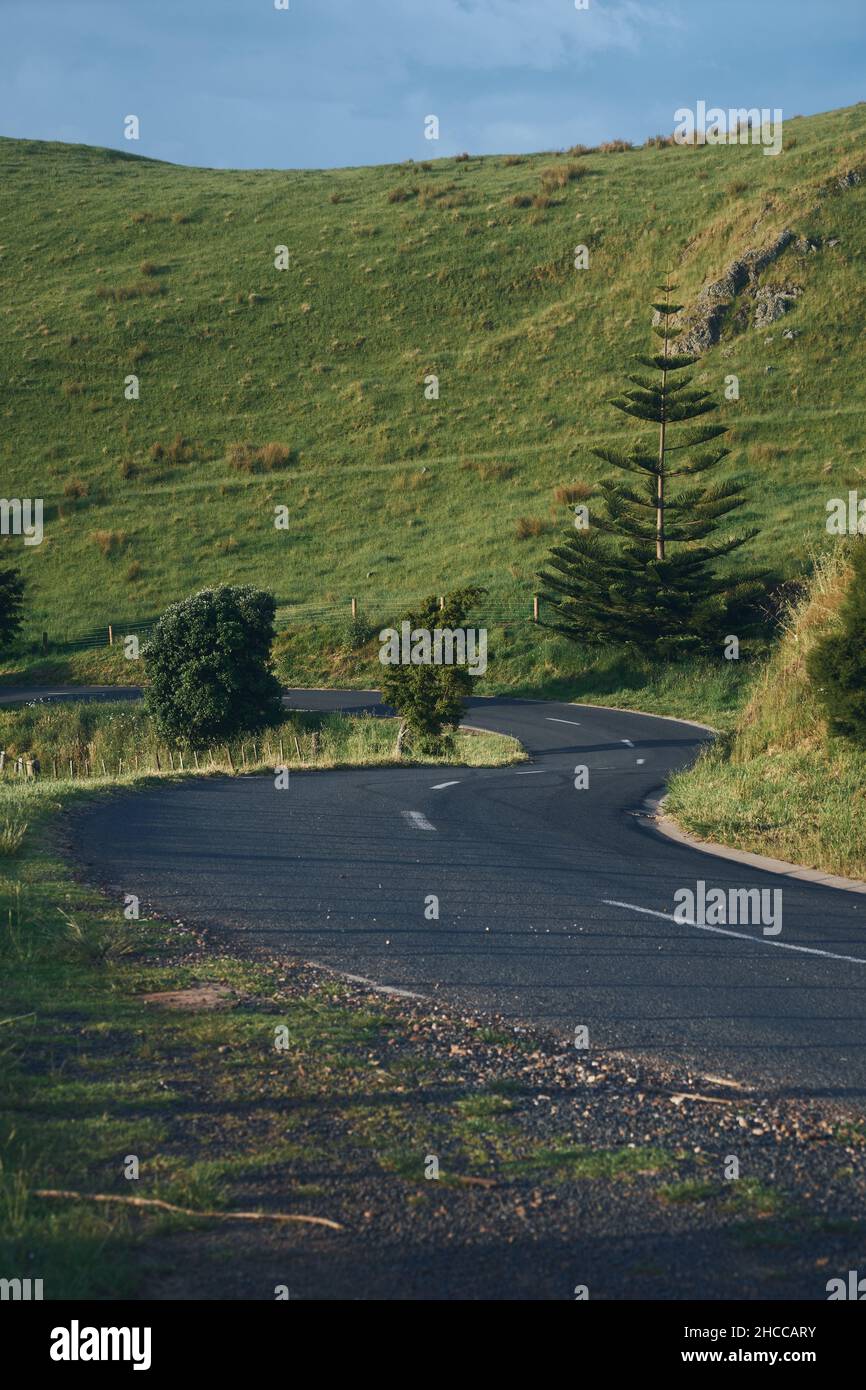 Vertical shot road hills hi-res stock photography and images - Alamy