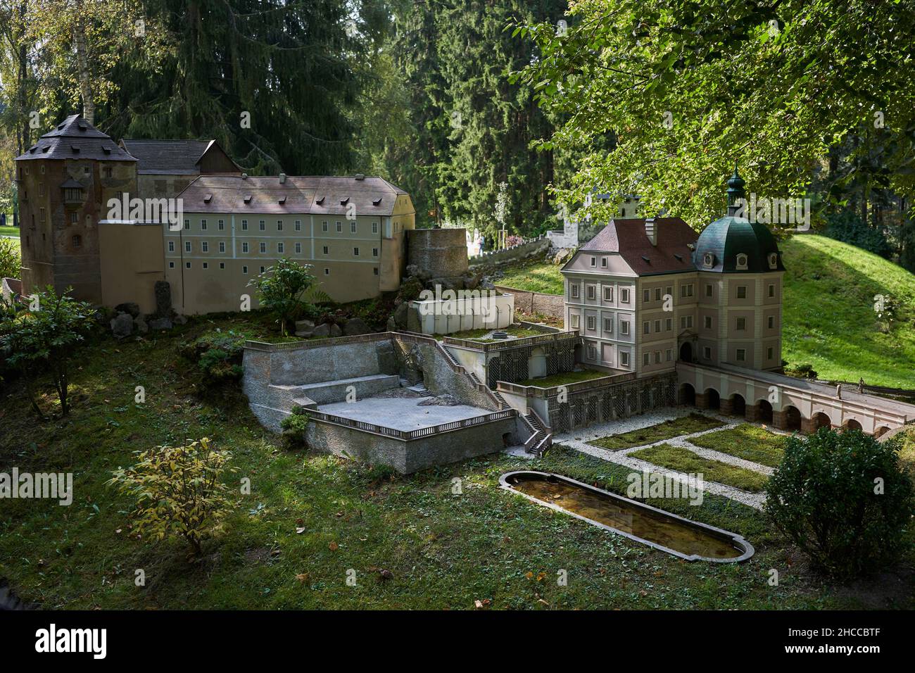 Marianske Lazne, Czech Republic - September 26, 2021 - Miniatures Park Boheminium - Becov nad Teplou castle Stock Photo