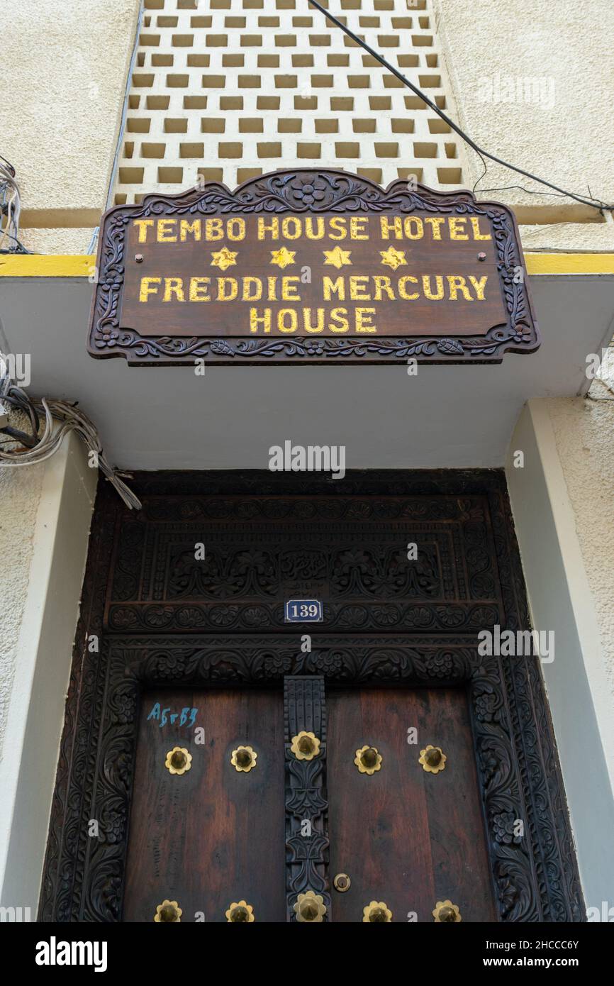 House of Freddie Mercury on the Street of Stone Town. Tanzania. The capital of Zanzibar Island Stock Photo