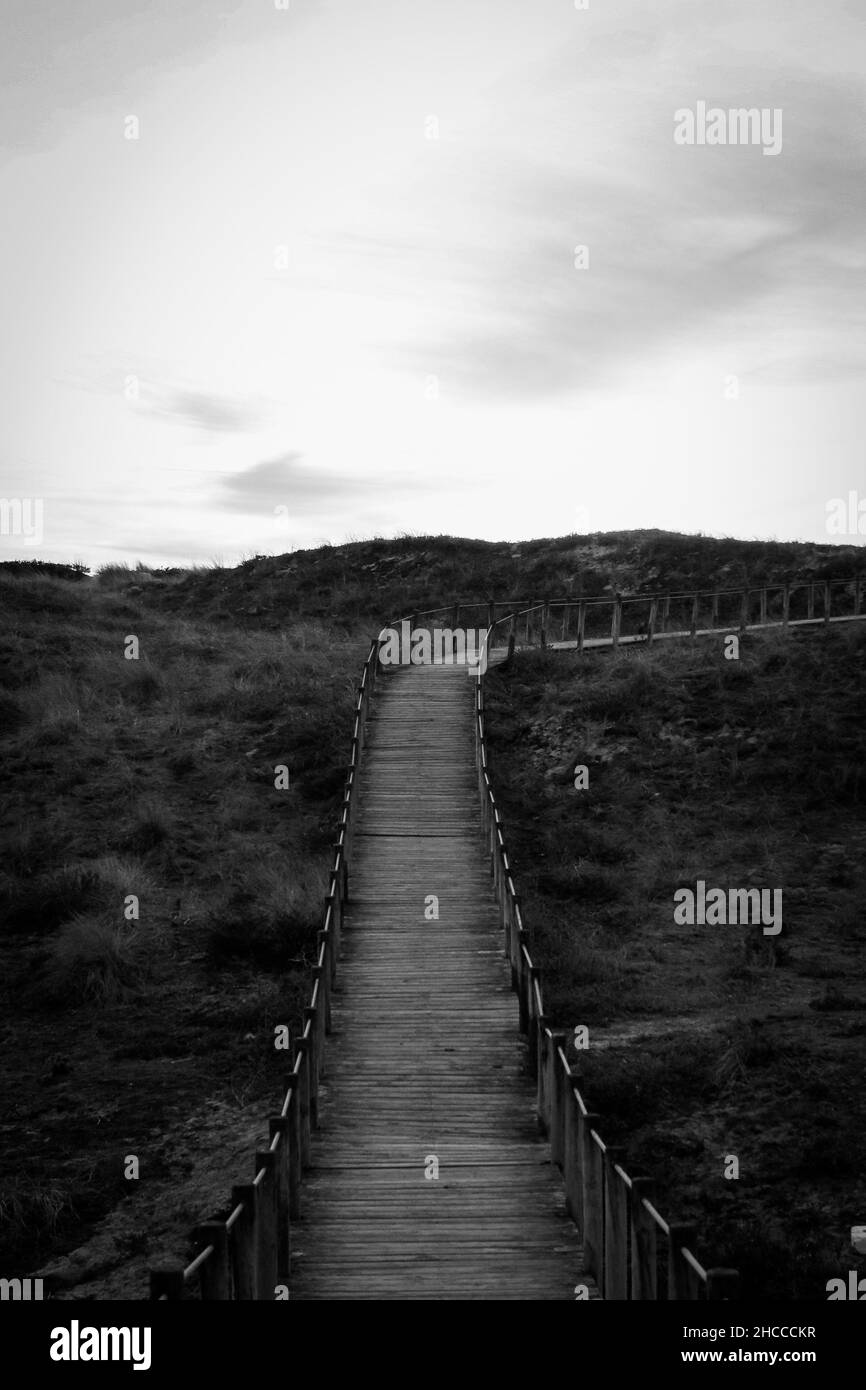 Countryside hiking trail Black and White Stock Photos & Images - Alamy