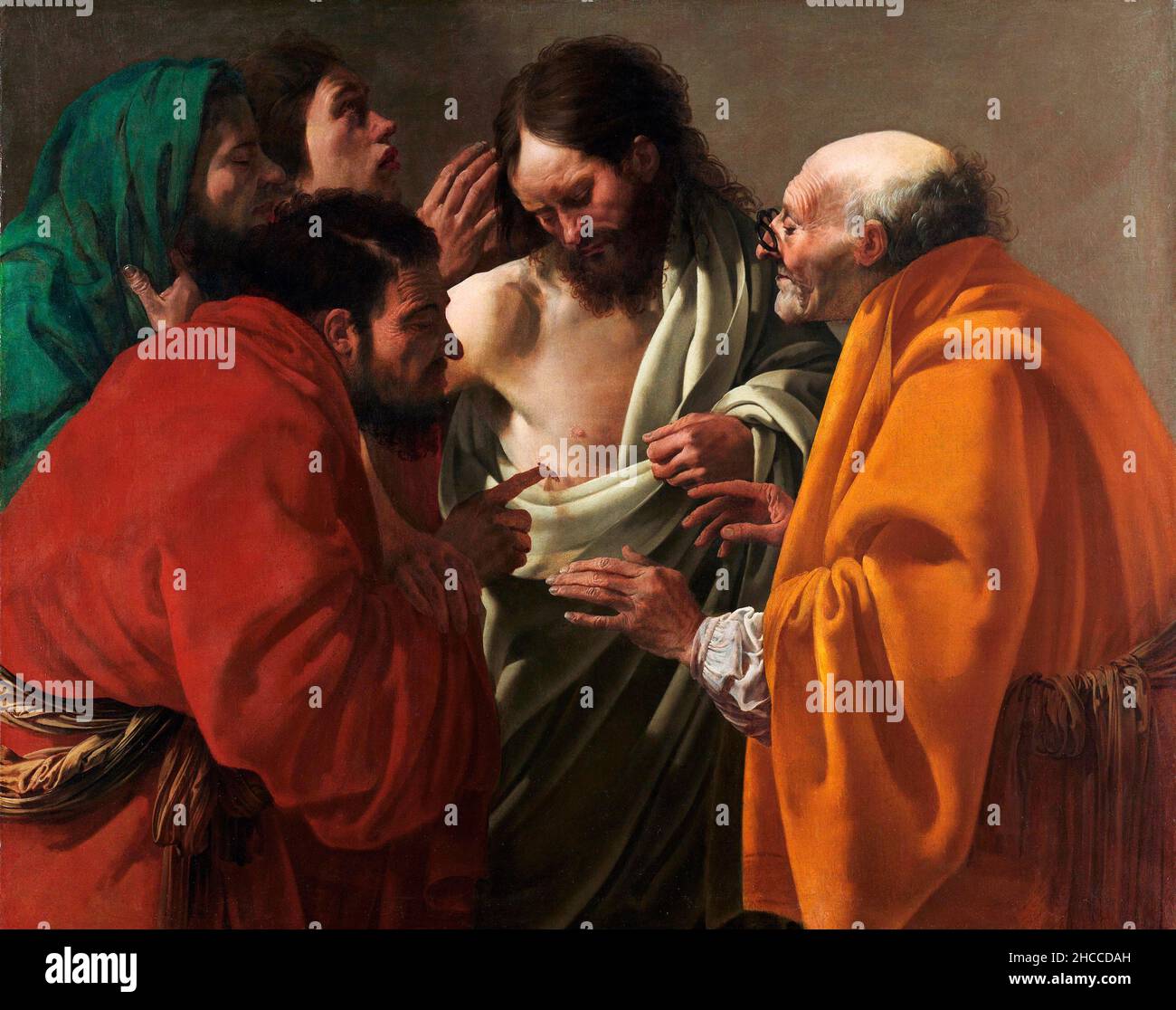 The Incredulity of Thomas by Hendrick ter Brugghen (1588-1629), oil on canvas, c. 1622 Stock Photo