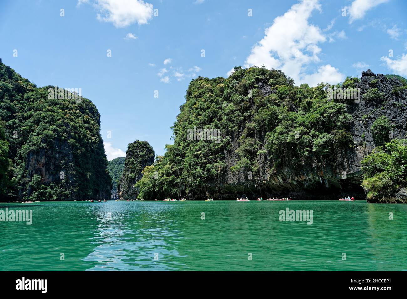 Aerial shot of a sea in Ao Phang-nga National Park, Kalai, Thailand Stock Photo