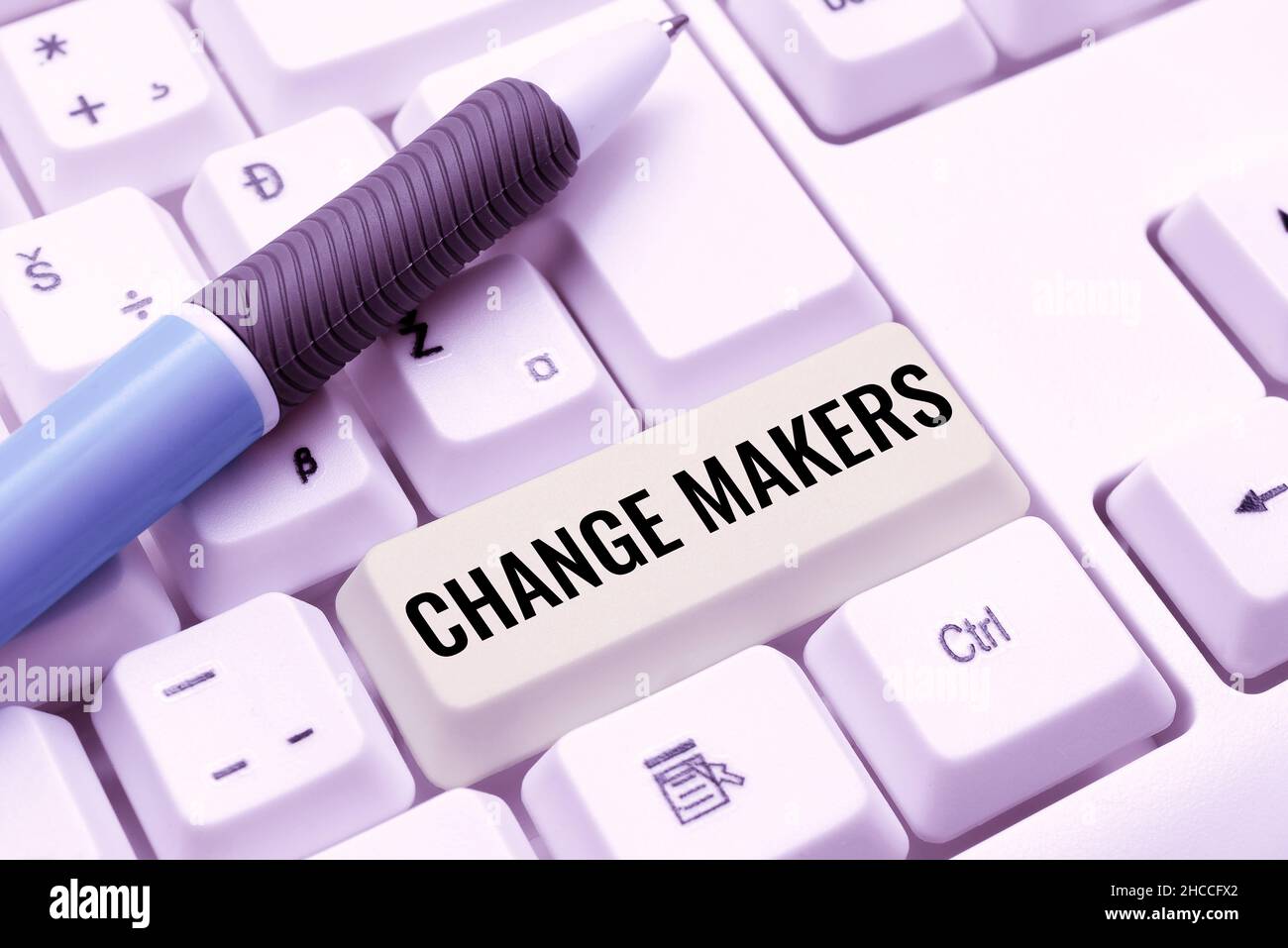 Text sign showing Changemakers. Business idea Young Turk Influencers Acitivists Urbanization Fashion Gen X Typing Online Member Name Lists, Creating Stock Photo