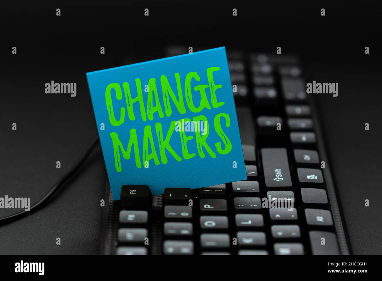Text sign showing Changemakers. Business showcase Young Turk Influencers Acitivists Urbanization Fashion Gen X Word Processing Program Ideas, Logging Stock Photo