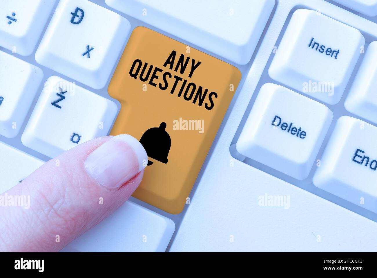 Hand writing sign Any Questions. Business approach Clueless Blank face ...