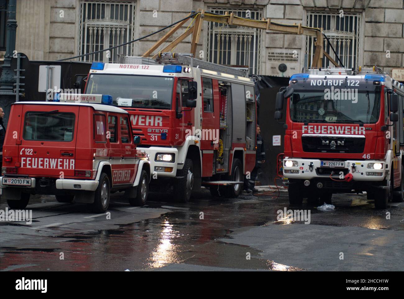 Vienna, Austria. November 18, 2011. Fire in the former Bank Austria headquarters 'Am Hof' Stock Photo