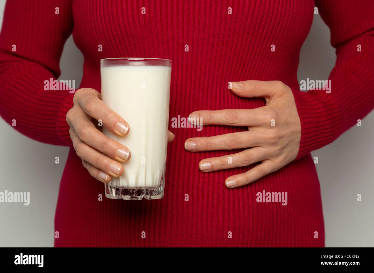 lactose intolerance. Stomach pain from milk Stock Photo Alamy